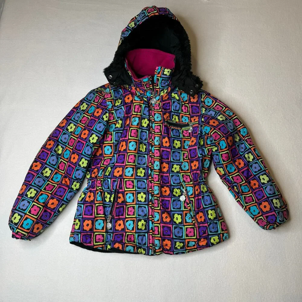 Jupa Sports Girls Winter Ski Jacket Coat Size‎ 12 Flower Removal Hood Full Zip